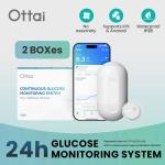 2 Pieces Ottai CGM Continuous Glucose Monitoring System No Sanning Dynamic Glucometer Continuous Use