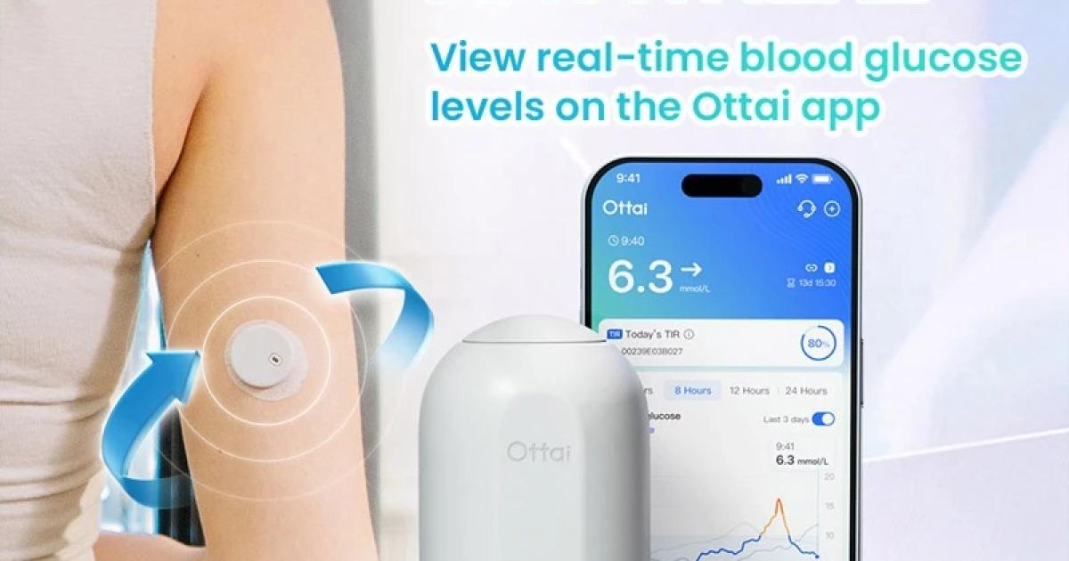 2 Pieces Ottai CGM Continuous Glucose Monitoring System No Sanning Dynamic Glucometer Continuous Use