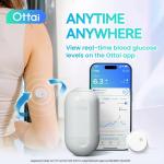 2 Pieces Ottai CGM Continuous Glucose Monitoring System No Sanning Dynamic Glucometer Continuous Use