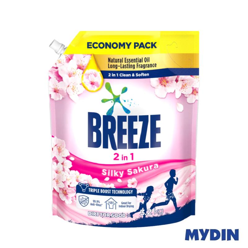 Breeze Detergent Liquid 2 in 1 Silky Sakura Refill (3.2kg)