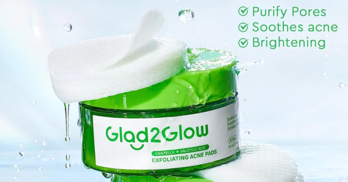 Glad2Glow Centella Salicylic Acid Exfoliating Toner Pad Clear Acne Patch Pimple Scars Soothing Skin