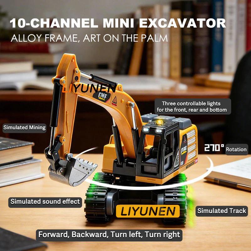 1:64 Alloy RC Excavator Dump Truck Forklift MINI Desktop Pocket Engineering Vehicle 2.4G Remote Control