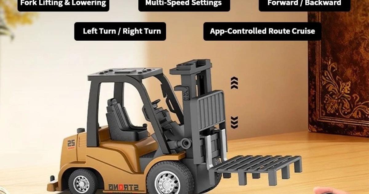 1:64 Desktop Alloy Remote Control Excavator Forklift Bulldozer RC Vehicle Engineering