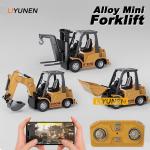1:64 Desktop Alloy Remote Control Excavator Forklift Bulldozer RC Vehicle Engineering